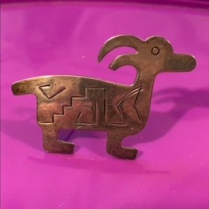 Vintage Sterling Silver Goat Pin